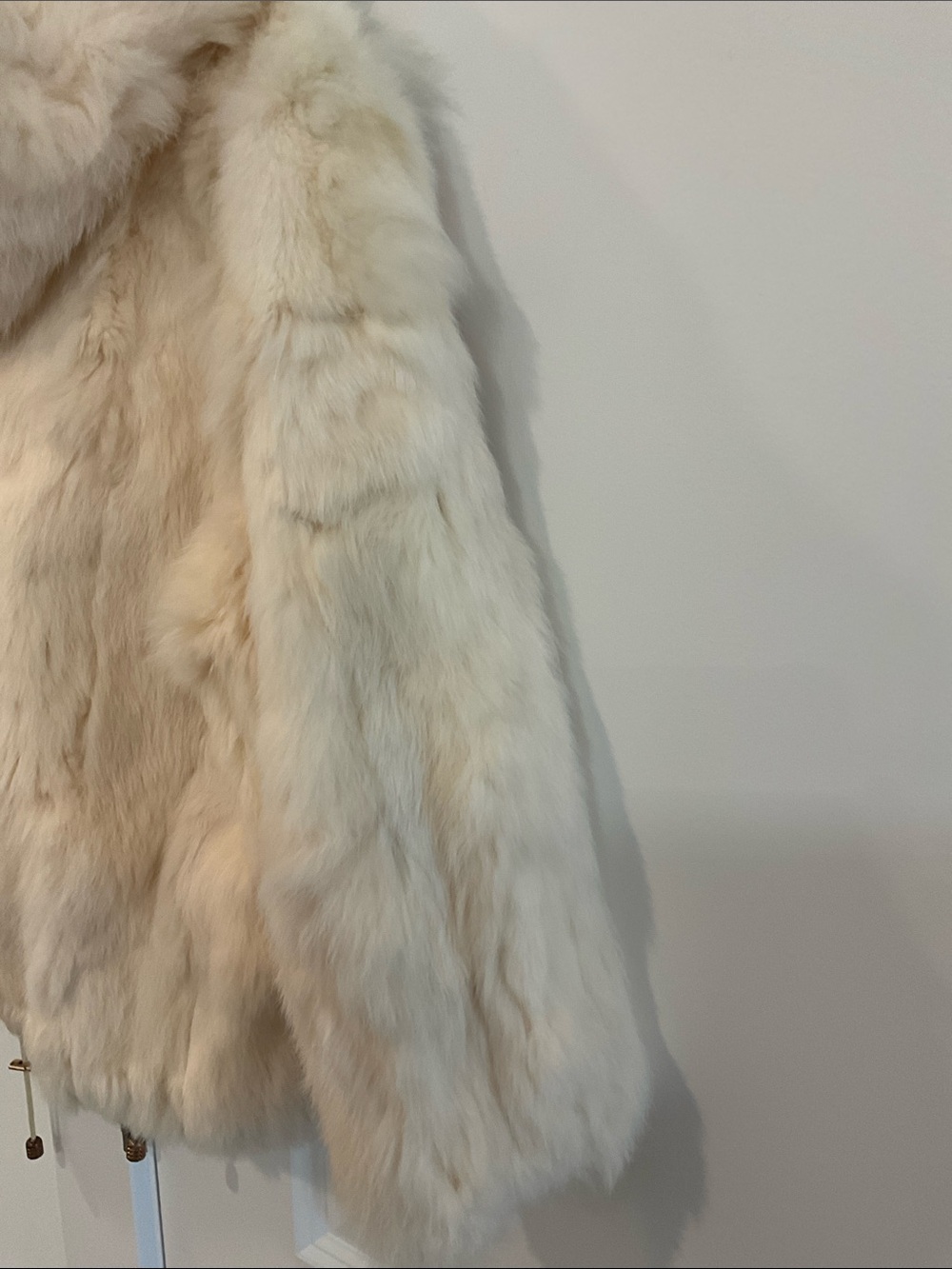 NWT Luxury Real Rabbit Fur Cream Vintage Coat - Stylish Warm Jacket - Picture 12 of 16